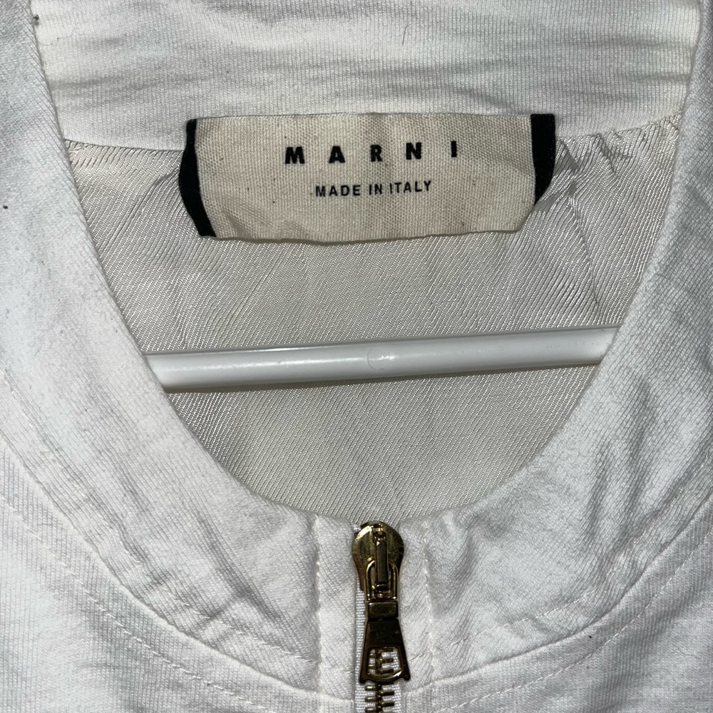 Marni FLJEV46DU1 Women's Ivory Cotton Compact Jersey Bomber Jacket